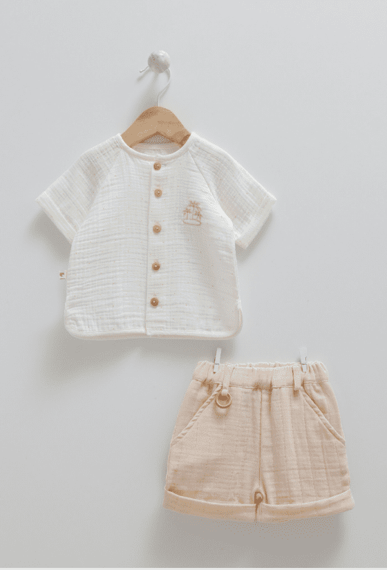 Caramell. Комплект муслиновый рубашка+шорты, BEJ, серия Mini Cotton