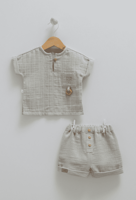 Caramell. Комплект муслиновый рубашка+шорты, YesilI, серия Mini Cotton