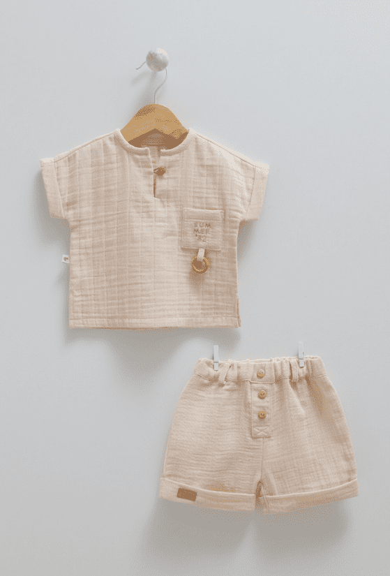 Caramell. Комплект муслиновый рубашка+шорты, BEJ, серия Mini Cotton