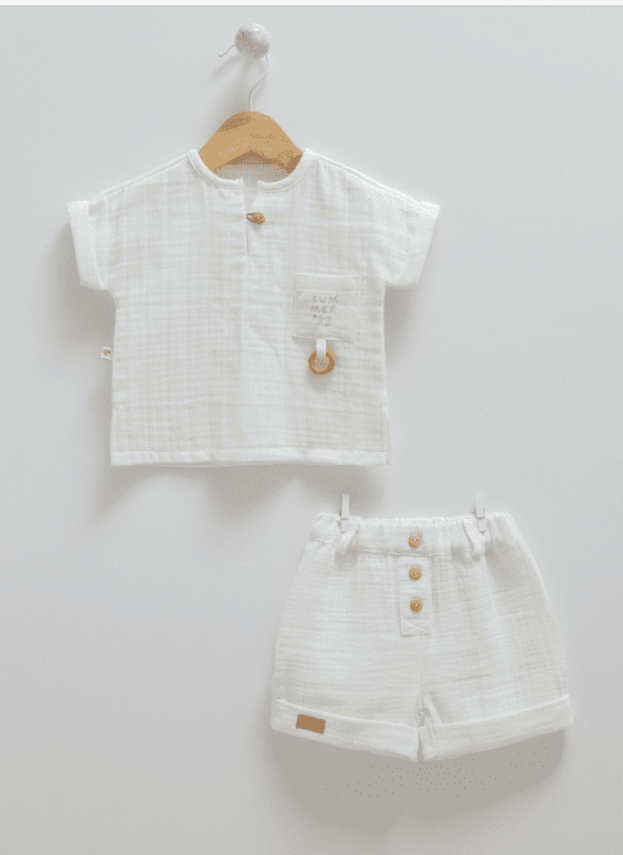 Caramell. Комплект муслиновый рубашка+шорты, EKRU, серия Mini Cotton