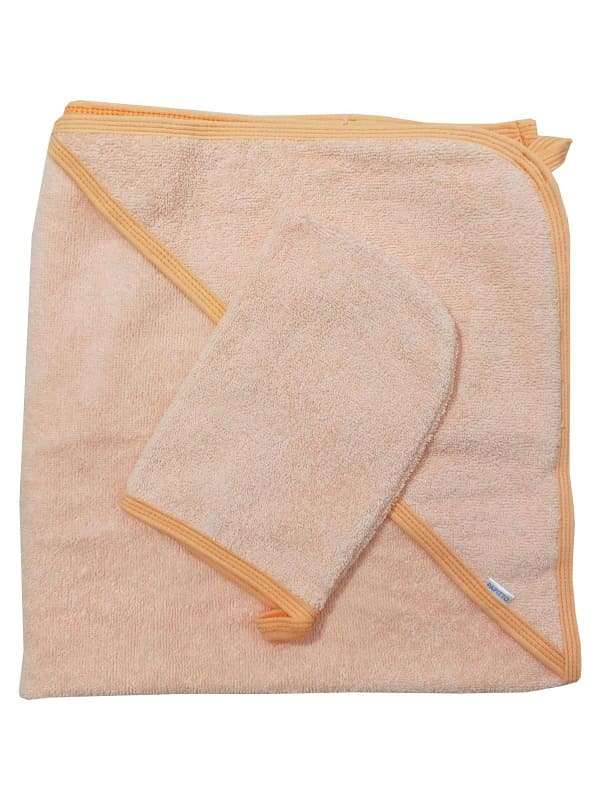 Набор для купания (полотенце+варежка), персиковый