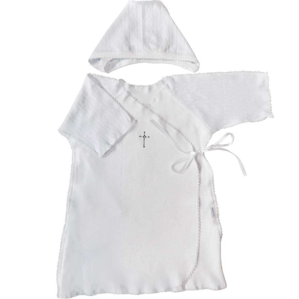 Набор для крещения мальчика, рубашка и чепчик