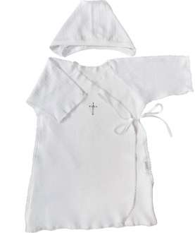 Набор для крещения мальчика, рубашка и чепчик