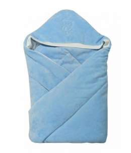 Конверт-одеяло велюр с вышивкой, голубой