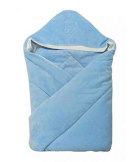 Конверт-одеяло велюр с вышивкой, голубой