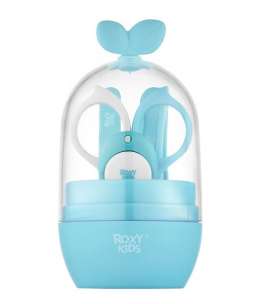 ROXY-KIDS. Набор маникюрный детский 5в1 (ножницы, пилочка, кусачки, пинцет для малыша), голубой