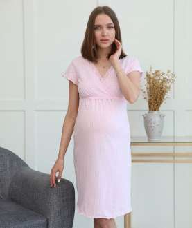 ФЭСТ, Hunny Mammy. Сорочка для беременных и кормящих 1-НМП 20801 розовый/коричневый