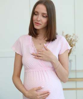ФЭСТ, Hunny Mammy. Сорочка для беременных и кормящих 1-НМП 20801 розовый/коричневый
