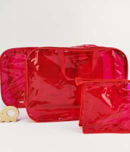 Комплект сумок в роддом 3 в 1, тонированный красный