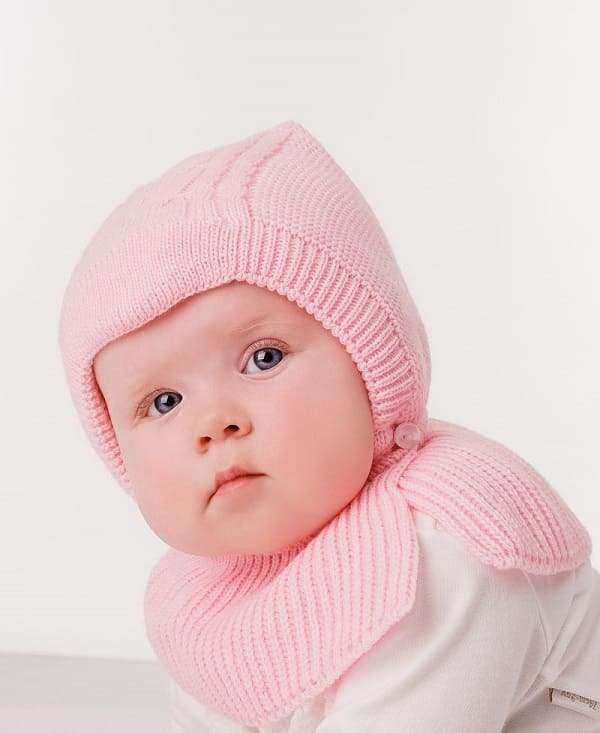 Шапочка-капор для новорожденного Плетеночка, св.розовый