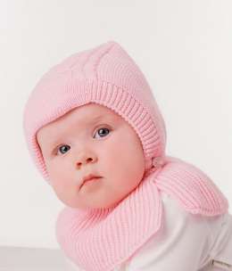 Шапочка-капор для новорожденного Плетеночка, св.розовый