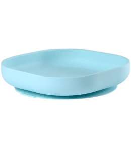 BEABA. Детская тарелка на присоске/Силиконовая/широкая/голубая