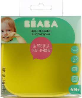 BEABA.Тарелка детская силиконовая на присоске/глубокая/желтая