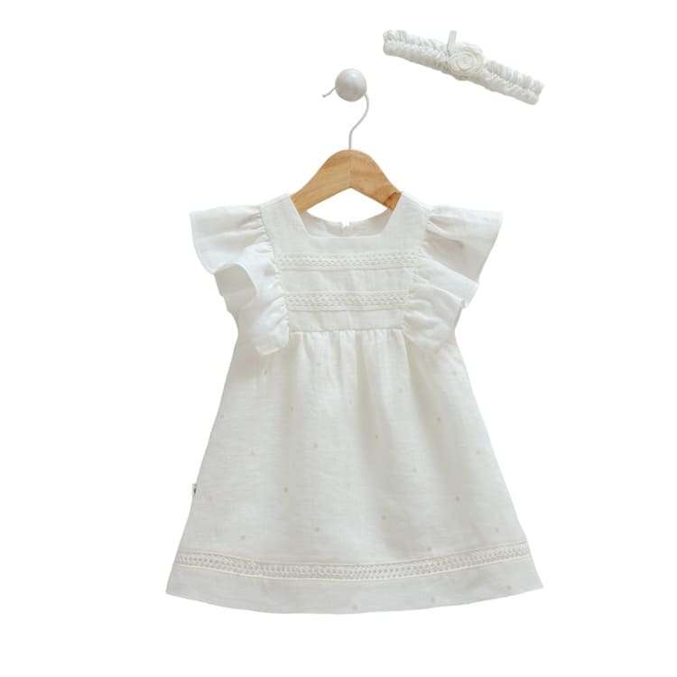 Caramell. Платье хлопковое с повязкой EKRU, серия Linen Girl