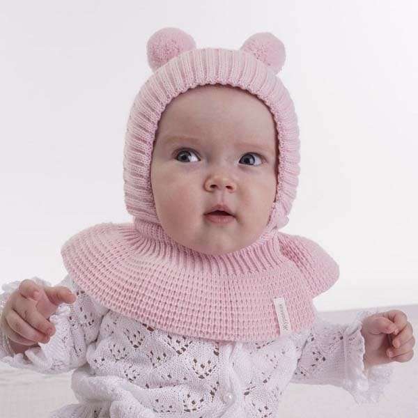 Шапочка-капор для новорожденного Акварелька, розовый