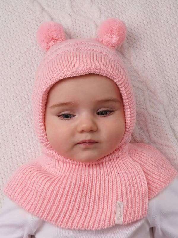 Шапочка-капор для новорожденного Елочка, розовый